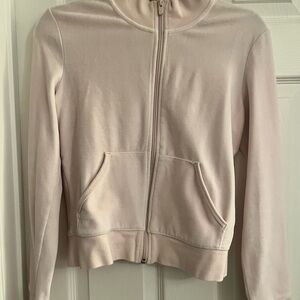 Sunday Best Women’s Light Pink Velour Zip-Up Hoodie Jacket